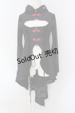 画像1: Qutie Frash / 胸開きチャイナチュニック  ブラック×レッド O-25-04-15-012-QU-OP-IG-ZI