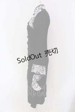 画像3: Qutie Frash / 胸開きドラゴンサテン切り替えワンピース  ブラック×シルバー O-25-04-15-013-QU-OP-IG-OS