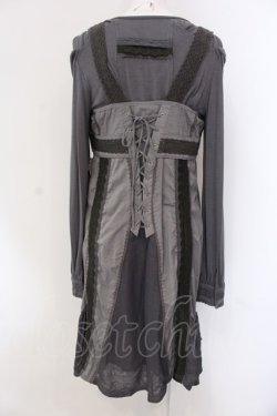 画像4: OZZ ANGELO / レース配色レイヤードワンピースセット  グレー×グリーン系 O-25-04-15-014-OO-OP-IG-OS