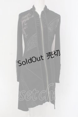 画像1: Ozz oneste / 異素材切替ジップアップワンピース  ブラック O-25-04-15-016-OO-OP-IG-OS