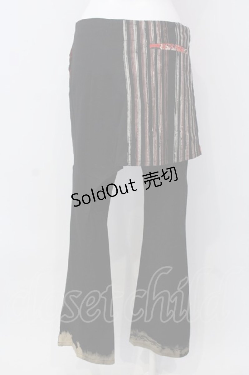 画像4: gouk / 和柄&龍刺繍ラップスカート風パンツ  ブラック×レッド O-25-04-15-002-GO-PA-IG-ZY (4)