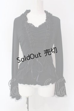 画像1: Ozz oneste / ボレロ風フリルカットソー  ブラック O-25-04-15-020-OO-TO-IG-OS