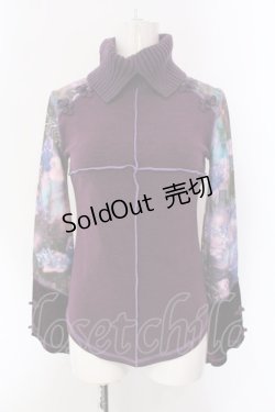 画像1: Ozz On / ハイネック異素材切り替えカットソー  パープル O-25-04-15-022-OO-TO-IG-OS