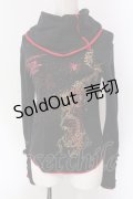h.ANARCHY / チャイナボタンネックカットソー  ブラック×レッド O-25-04-15-023-HN-TO-IG-OS