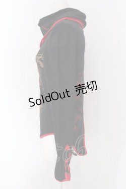 画像2: h.ANARCHY / チャイナボタンネックカットソー  ブラック×レッド O-25-04-15-023-HN-TO-IG-OS