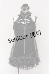 h.naoto Blood / チョーカー付きチュールプリントキャミソール  ブラック O-25-04-15-024-HN-TO-IG-OS