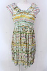 Franche Lippee / フラワーボーダーきれいめワンピース M サックス O-25-04-17-049-LO-OP-IG-ZT045