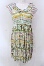 画像1: 【SALE】Franche Lippee / フラワーボーダーきれいめワンピース M サックス O-25-04-17-049-LO-OP-IG-ZT045 (1)