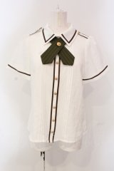 Amavel / ロゴリボンリバーシブルクロスタイブラウス  シロ O-25-04-17-054-CA-BL-IG-OS