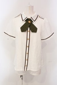 Amavel / ロゴリボンリバーシブルクロスタイブラウス  シロ O-25-04-17-054-CA-BL-IG-OS