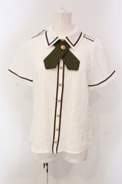 画像1: Amavel / ロゴリボンリバーシブルクロスタイブラウス  シロ O-25-04-17-054-CA-BL-IG-OS