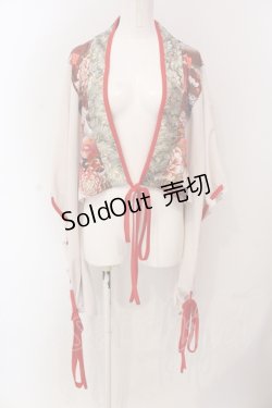 画像1: Qutie Frash / 着物ショートカーデ  ホワイト×レッド O-25-04-17-056-QU-TO-IG-OS