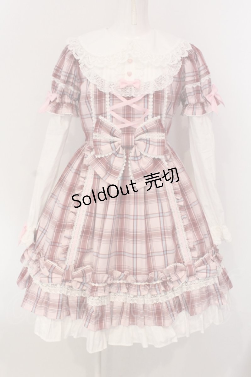 画像1: Angelic Pretty / Dolly Girl付け袖ワンピース(タータン)  ピンク O-25-04-17-068-AP-OP-IG-OS (1)