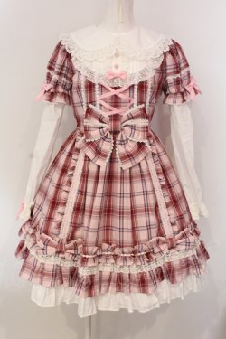 画像1: Angelic Pretty / Dolly Girl付け袖ワンピース(タータン)  ピンク O-25-04-17-068-AP-OP-IG-OS