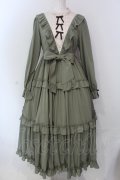 axes femme kawaii / クラシカルフリルロングワンピ  グリーン×アイボリー O-25-04-17-075-AX-OP-IG-OS