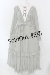 axes femme kawaii / クラシカルフリルロングワンピ  グリーン×アイボリー O-25-04-17-075-AX-OP-IG-OS