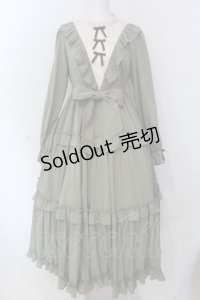 axes femme kawaii / クラシカルフリルロングワンピ  グリーン×アイボリー O-25-04-17-075-AX-OP-IG-OS