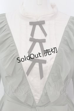 画像2: axes femme kawaii / クラシカルフリルロングワンピ  グリーン×アイボリー O-25-04-17-075-AX-OP-IG-OS