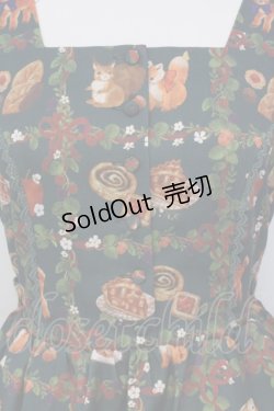 画像2: axes femme kawaii / 森のケーキ屋さん柄ジャンスカ M グリーン O-25-04-17-077-AX-OP-IG-OS