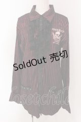 SEX POT ReVeNGe / ストライプフリルブラウス  ピンク×ブラック O-25-04-17-082-SP-BL-IG-OS