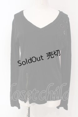 画像1: BPN FOR MEN / ジップ配色カットソー M ブラック O-25-04-17-084-GO-TO-IG-OS