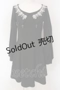 DARK IN LOVE / Black chiffon white floral collar bow dress ドレス S ブラック O-25-04-17-085-PU-OP-IG-OS