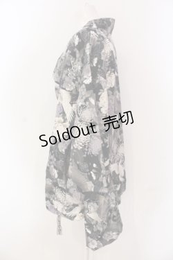 画像2: Qutie Frash / 2022浴衣4点SET トップス単品  鶴 ブラック O-25-04-17-087-QU-TO-IG-OS