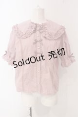 axes femme kawaii / 半袖丸襟コットンブラウス M ピンク O-25-04-17-096-AX-BL-IG-OS