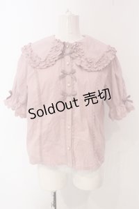 axes femme kawaii / 半袖丸襟コットンブラウス M ピンク O-25-04-17-096-AX-BL-IG-OS
