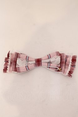 画像1: Angelic Pretty / Heartヒロインリボンヘッドドレス(タータン)  ピンク O-25-04-17-097-AP-AC-IG-OS
