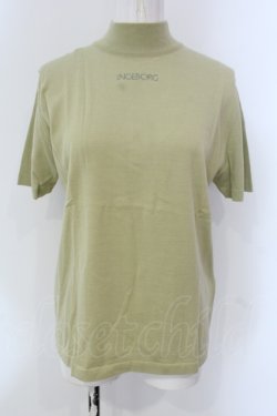 画像1: INGEBORG / ロゴ刺繍半袖ニット  グリーン系 O-25-04-17-019-LO-TO-IG-ZT023