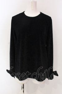 INGEBORG / 袖リボン起毛カットソー  クロ O-25-04-17-020-LO-TO-IG-ZT023