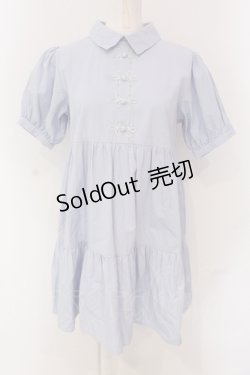 画像1: merry jenny / チャイナティアードミニワンピース  サックス O-25-04-19-025-LO-OP-IG-OS
