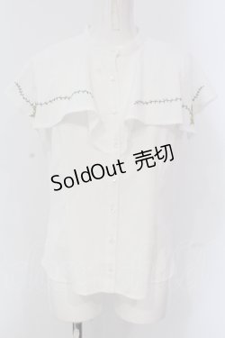 画像1: an another angelus / スクエアケープ衿ローズ刺繍ブラウス  シロ O-25-04-19-027-CA-BL-IG-OS