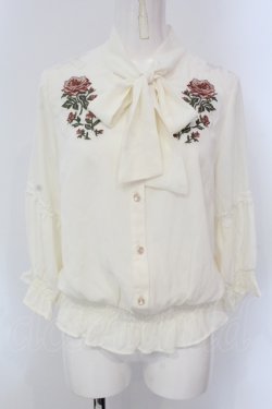 画像1: axes femme / バラ刺繍タイ付きブラウス  オフシロ O-25-04-19-028-AX-BL-IG-OS