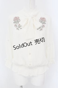 画像1: axes femme / バラ刺繍タイ付きブラウス  オフシロ O-25-04-19-028-AX-BL-IG-OS