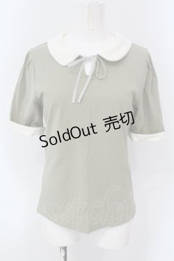 画像1: Fi.n.t / ストライプリボン衿付きカットトップス  グリーン O-25-04-19-034-CA-TO-IG-OS