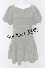 Fi.n.t / パフスリーブチェックミニワンピース  グリーン O-25-04-19-036-CA-OP-IG-OS