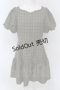 Fi.n.t / パフスリーブチェックミニワンピース  グリーン O-25-04-19-036-CA-OP-IG-OS