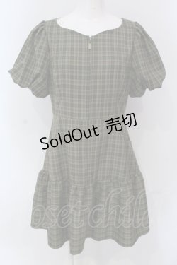 画像1: Fi.n.t / パフスリーブチェックミニワンピース  グリーン O-25-04-19-036-CA-OP-IG-OS