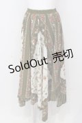 axes femme / スカーフ風アシメスカート  グリーン O-25-04-19-044-AX-SK-IG-OS