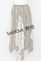 axes femme / スカーフ風アシメスカート  グリーン O-25-04-19-044-AX-SK-IG-OS