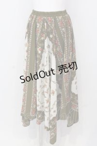axes femme / スカーフ風アシメスカート  グリーン O-25-04-19-044-AX-SK-IG-OS