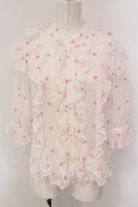 Angelic Pretty / Petit Heartブラウス  シロ×ピンク O-25-04-19-060-AP-BL-OW-OS