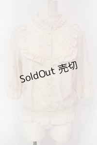 axes femme / シャーリングデザインブラウス M アイボリー O-25-04-19-014-AX-BL-IG-OS