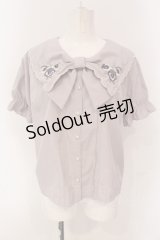 axes femme POETIQUE / パンジー刺繍リボン襟ブラウス M 公式色展開：ピンク O-25-04-19-015-AX-BL-IG-OS