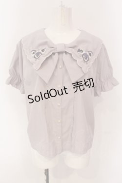 画像1: axes femme POETIQUE / パンジー刺繍リボン襟ブラウス M 公式色展開：ピンク O-25-04-19-015-AX-BL-IG-OS