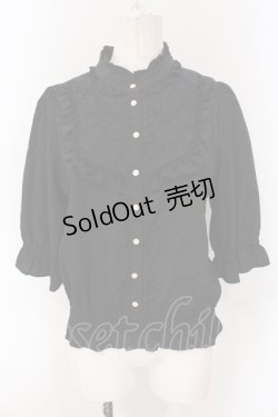 画像1: axes femme / シャーリングデザインブラウス M クロ O-25-04-19-016-AX-BL-IG-OS