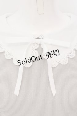 画像2: evelyn / 細リボン襟リブトップス  グレー×シロ O-25-04-19-020-LO-TO-IG-OS