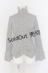 Ozz On / 斜めタックスタンドネックブラウス  グレー O-25-04-20-039-OO-BL-IG-OS